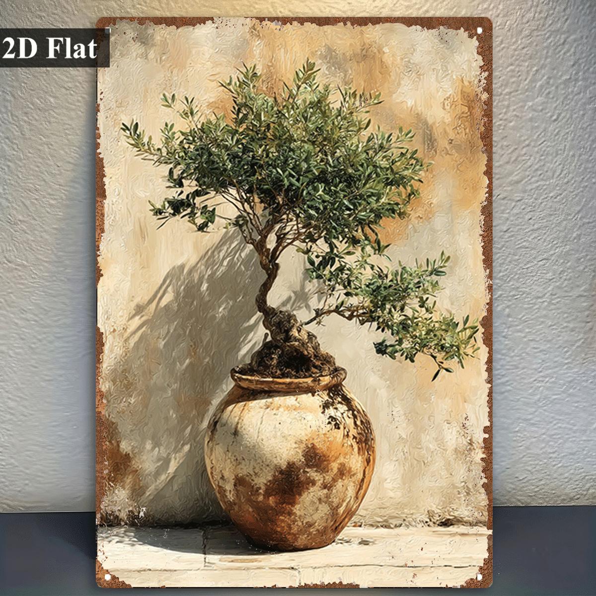 Bonsai Garden Wall - Винтажная металлическая табличка с изображением оливкового
