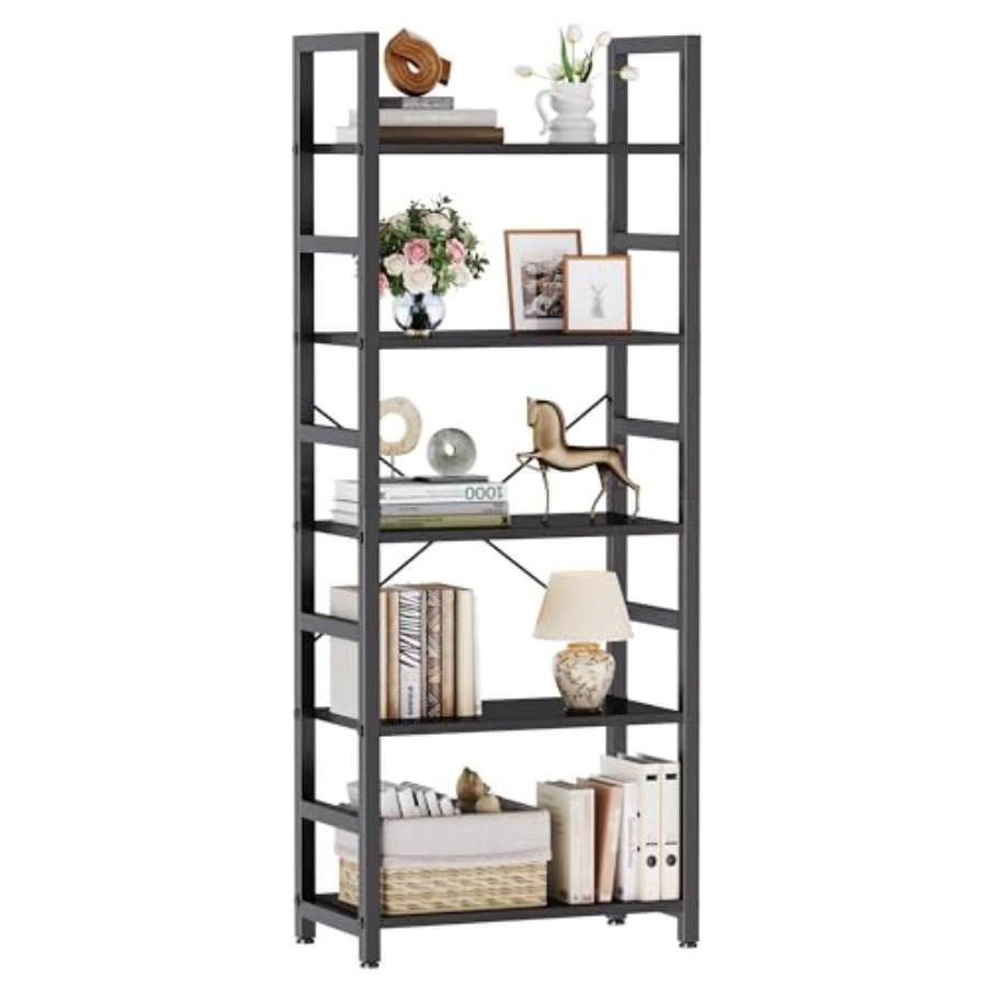 Display Stand Wood - 5-ярусная книжная полка, современный высокий книжный